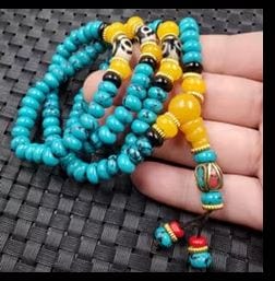 Artisan d'Asie Colliers Malas Collier mala en pierre de turquoise