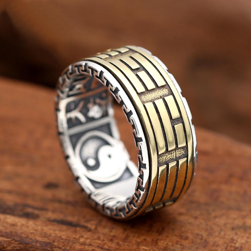 Bague tournante en argent 925 et cuivre