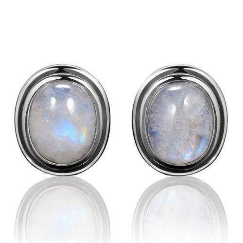 Artisan d'Asie Boucles d'oreilles Boucles d'oreilles en Pierre de Lune et Argent S925