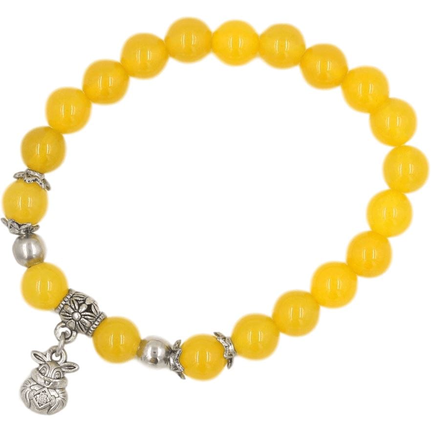 Artisan d'Asie Bracelets Malas Bracelet mala en pierre d'agate jaune et argent