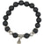 Bracelet mala en pierre d'agate noire et argent