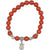 Pulsera mala en piedra de ágata roja y plata