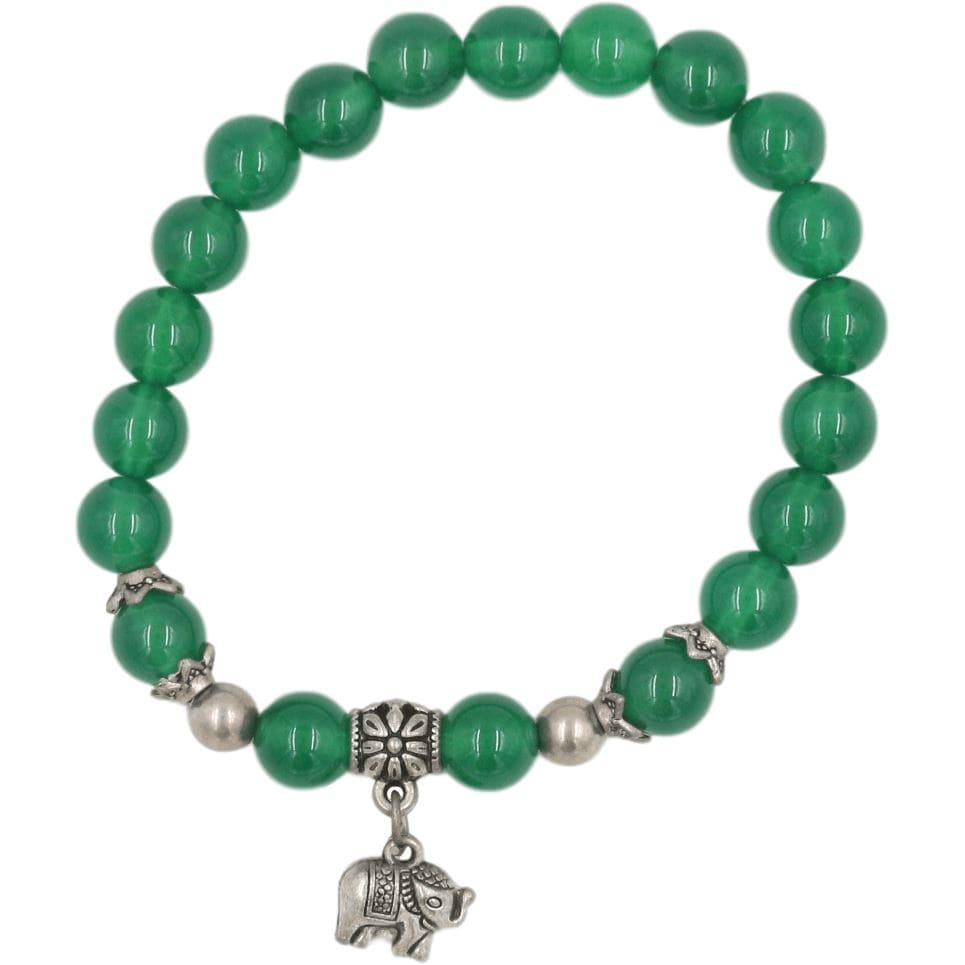 Artisan d'Asie Bracelets Malas Bracelet mala en pierre d'agate verte et argent