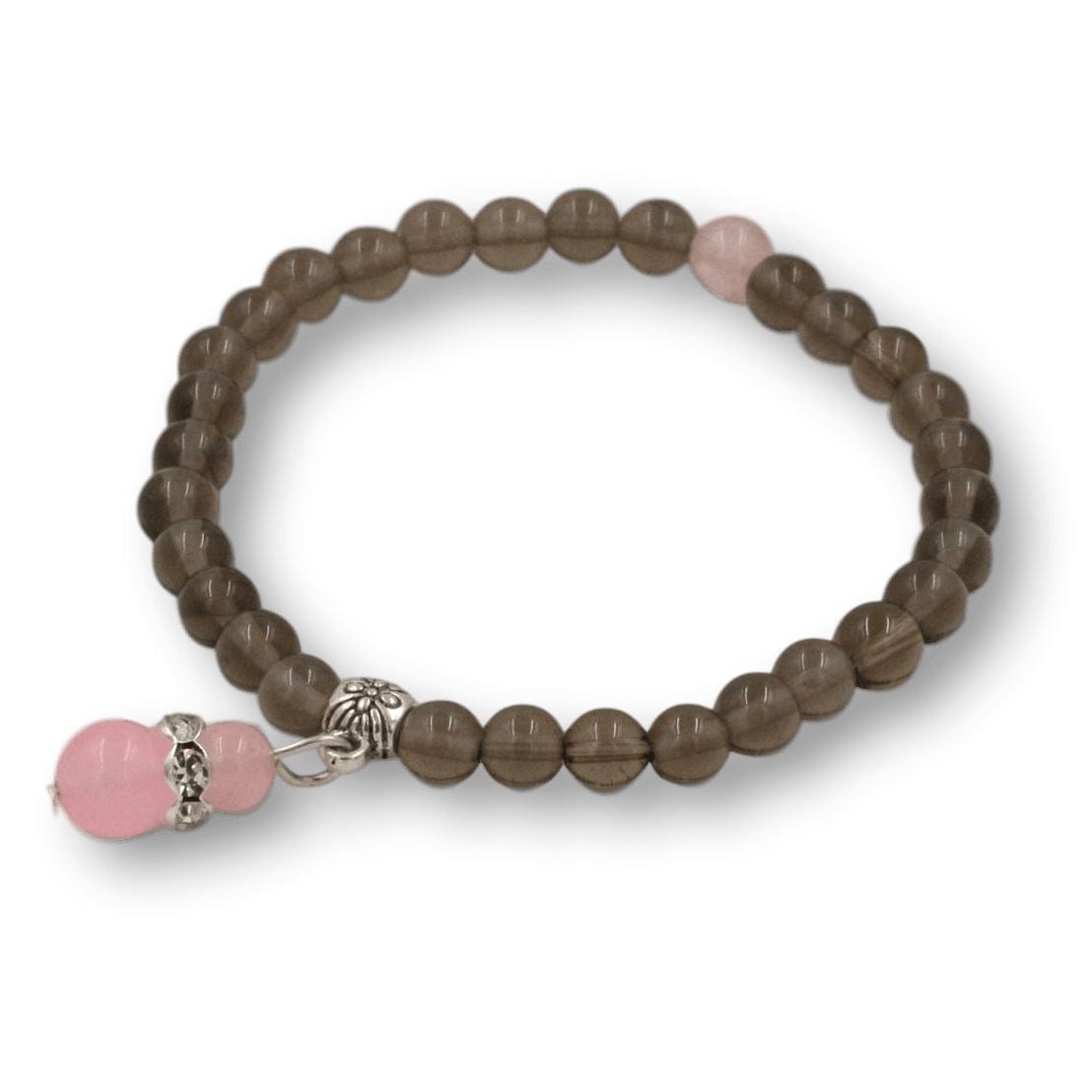 Bracelet mala en pierre d'obsidienne et cristal rose