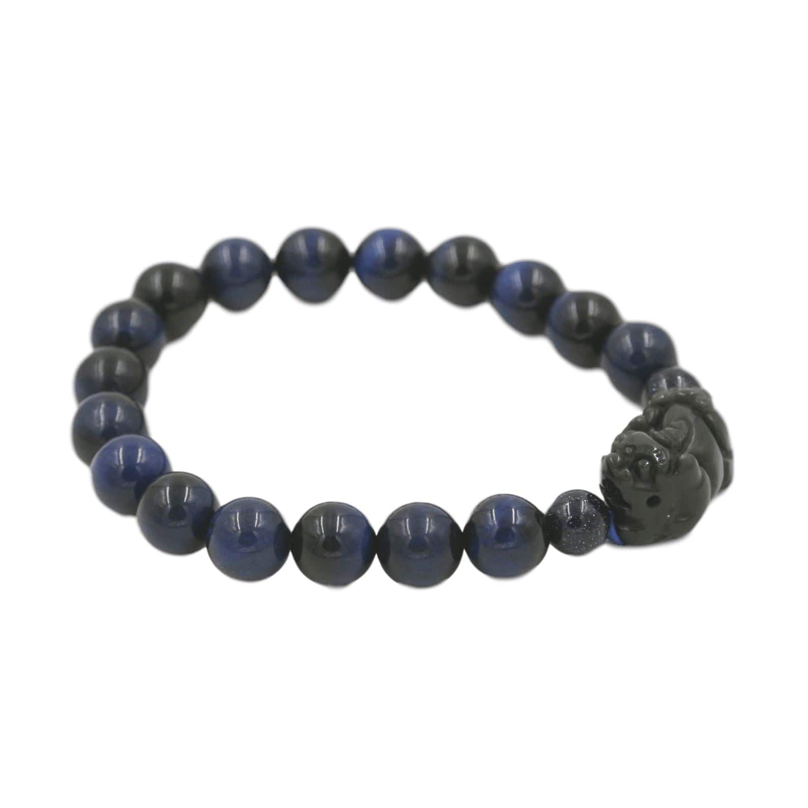 Bracelet mala en pierre de sable bleu et obsidienne