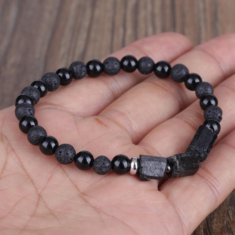 Pulsera Mala en Black Tourmaline y Lava Stone