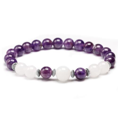 Bracelet Mala en Pierre de Lune et Améthyste