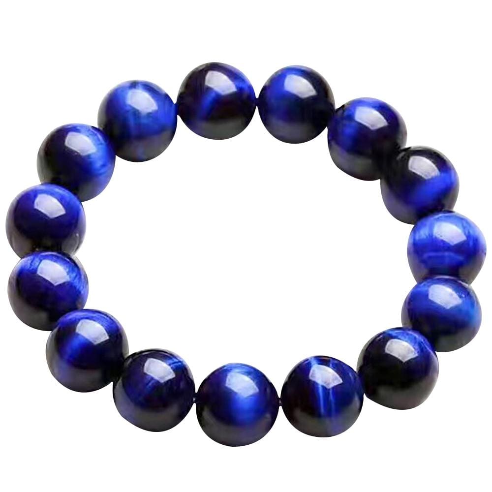 Artisan d'Asie Bracelets Malas S (18 cm) Bracelet mala en pierre d'oeil de tigre bleu