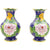 Artisan d'Asie Cloisonné Chinois Bleu Paire de grands vases chinois en cloisonné 2 - Fleurs