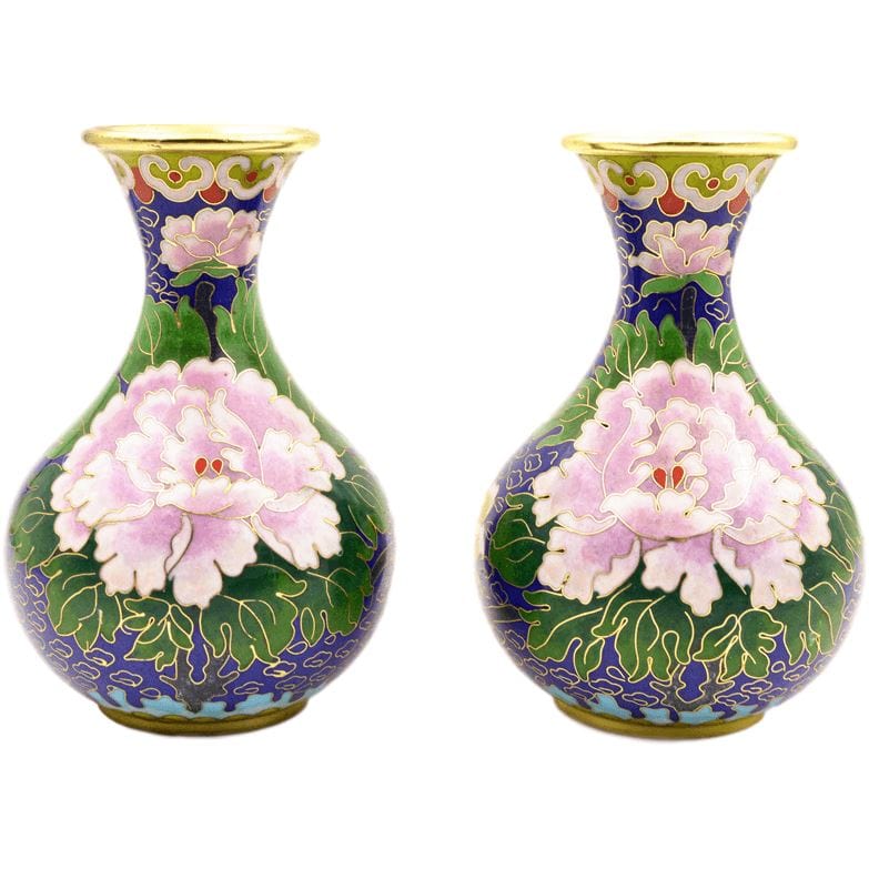 Par de jarrones chinos cloisonne 2 - Flores