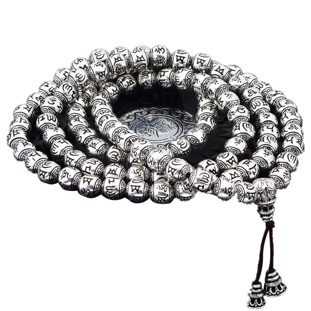 Collier Mala 108 Perles en Argent Pur 990/1000