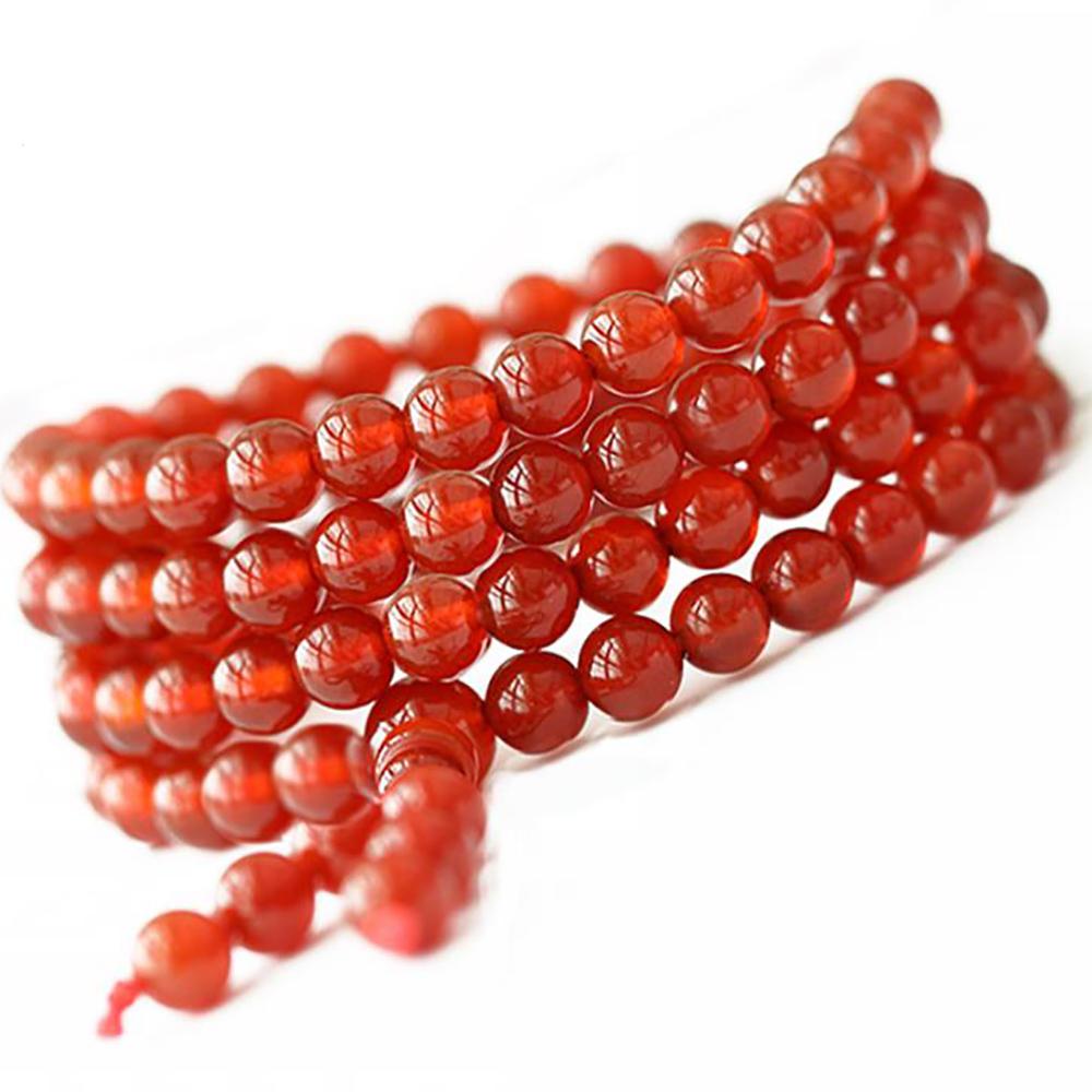 Collier mala en pierre d'agate rouge