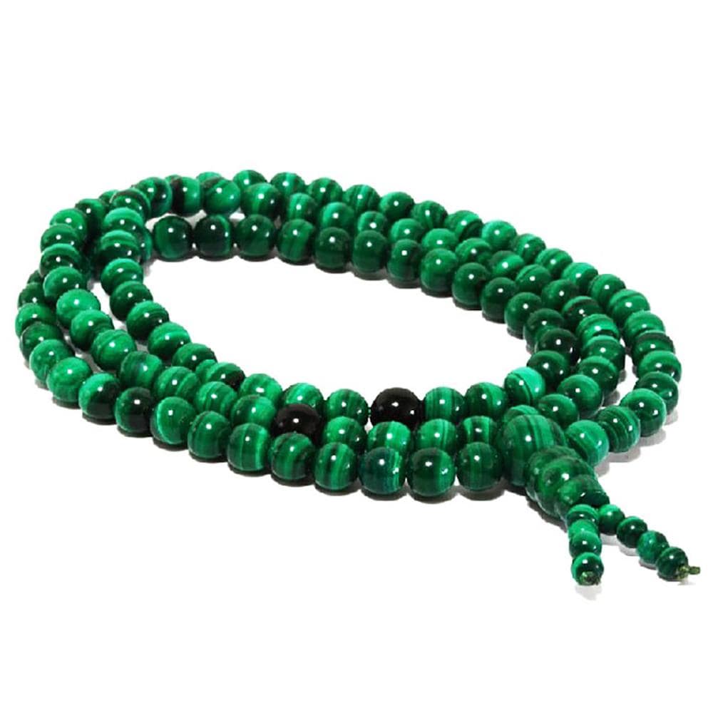 Artisan d'Asie Colliers Malas M (64,8 cm) Collier mala en pierre de malachite