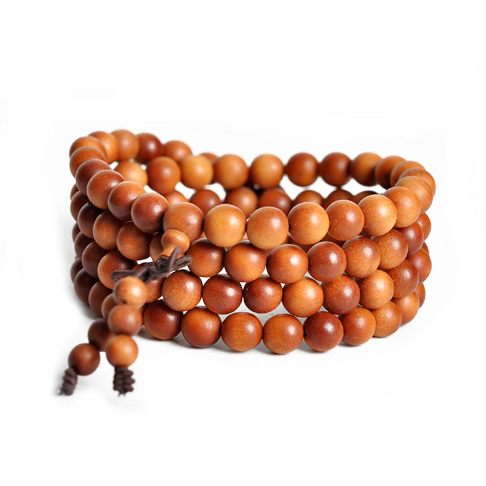 Collier mala en bois de santal brun