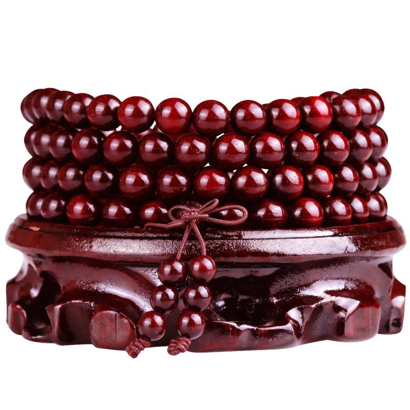 Collier mala en bois de santal rouge