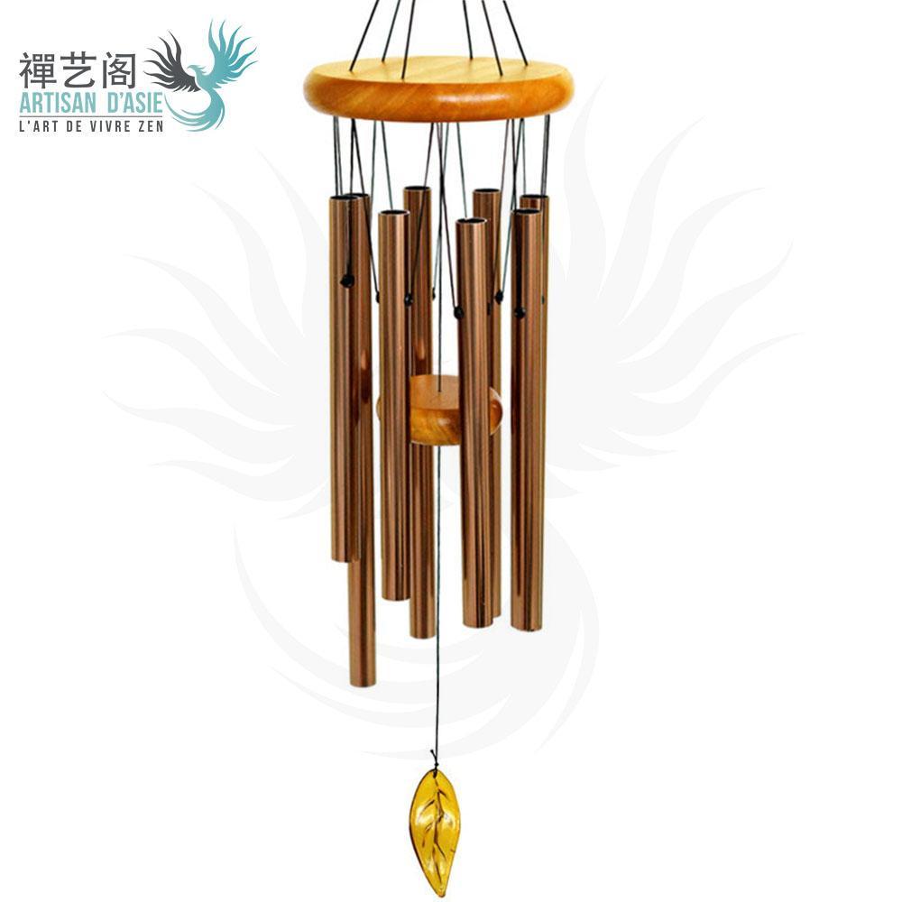 Artisan d'Asie Feng Shui Moyen Carillon en bois de hêtre