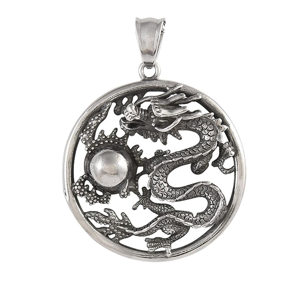 Artisan d'Asie Pendentifs & Amulettes Pendentif Rond Dragon en Titane