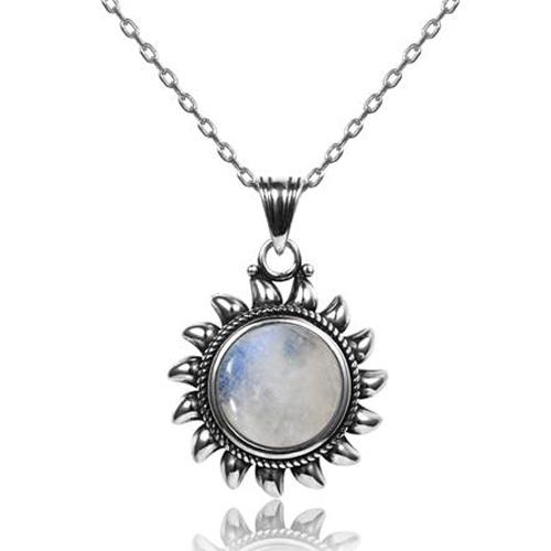 Pendentif Soleil en Pierre de Lune et Argent S925