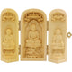 Artisan d'Asie Statues Bouddha Coffret de 3 statuettes artisanales en bois - Bouddha Amitabha et Bodhisattva - Design 4