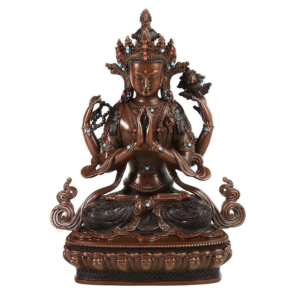 Statue Bouddha Avalokiteshvara (Guanyin) en cuivre