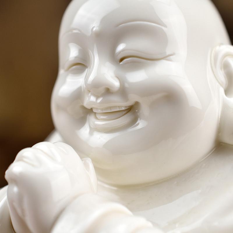 Bouddha Maitreya rieur, statue de Bouddha en céramique, sculpture de thé  ornementale, mini ornements de Bouddha chanceux assis, ornements de jardin  de décoration intérieure