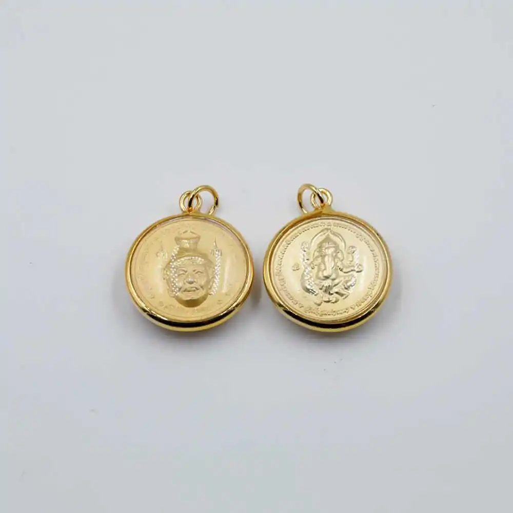 Amulette ronde Ganesha dorée
