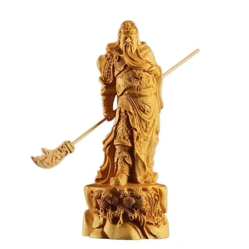Statue guerrier Guanyu en bois de buis