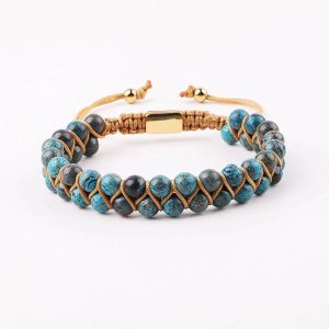 Bracelet tressé tibétain en pierres naturelles