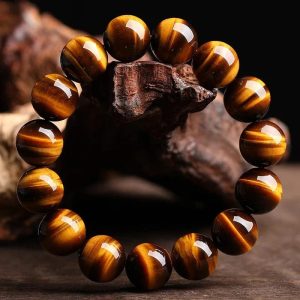 Bracelet mala en pierre d'oeil de tigre jaune