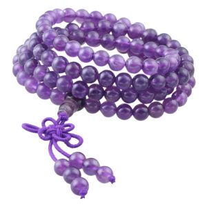 Collier mala en pierre d'améthyste
