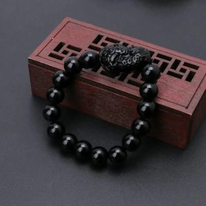Bracelet mala en pierre d'obsidienne noire