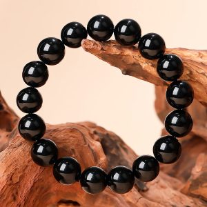 Bracelet mala en pierre d'agate noire