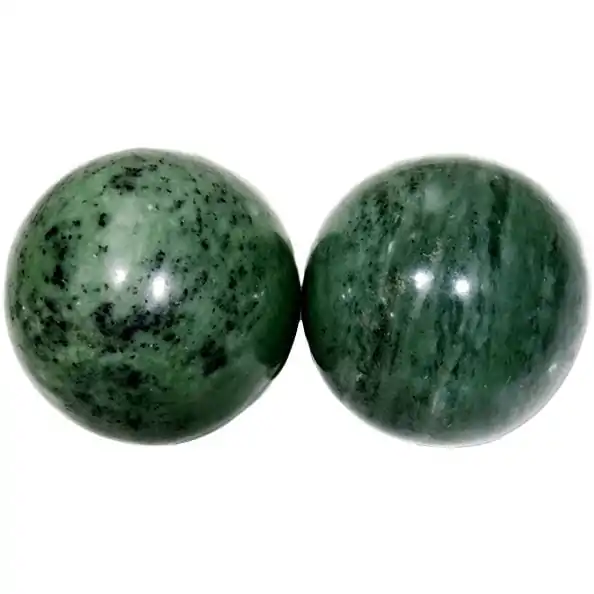 Boules de Qi Gong en jade du mont Lushan | Paire artisanale