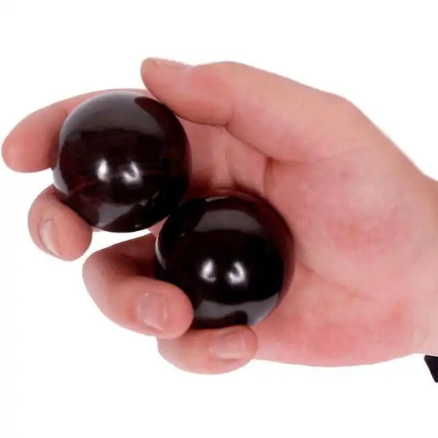 Boules de Qi Gong en bois de santal violet | Paire artisanale