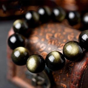 Golden Sheen Obsidian Mala Bracelet | Protection & Inner Light