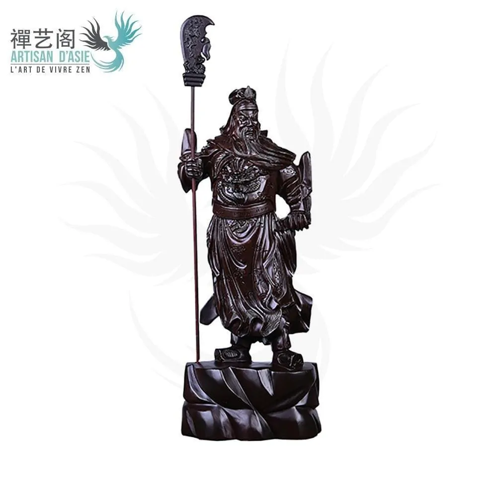 Statue guerrier Guanyu en bois de santal noir ou bois de padouk