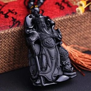 Pendentif Guanyu en Obsidienne Noire – Protection & Force Intérieure