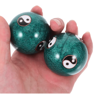 Boules de Qi Gong de Baoding en émail cloisonné vertes — Artisan d'Asie