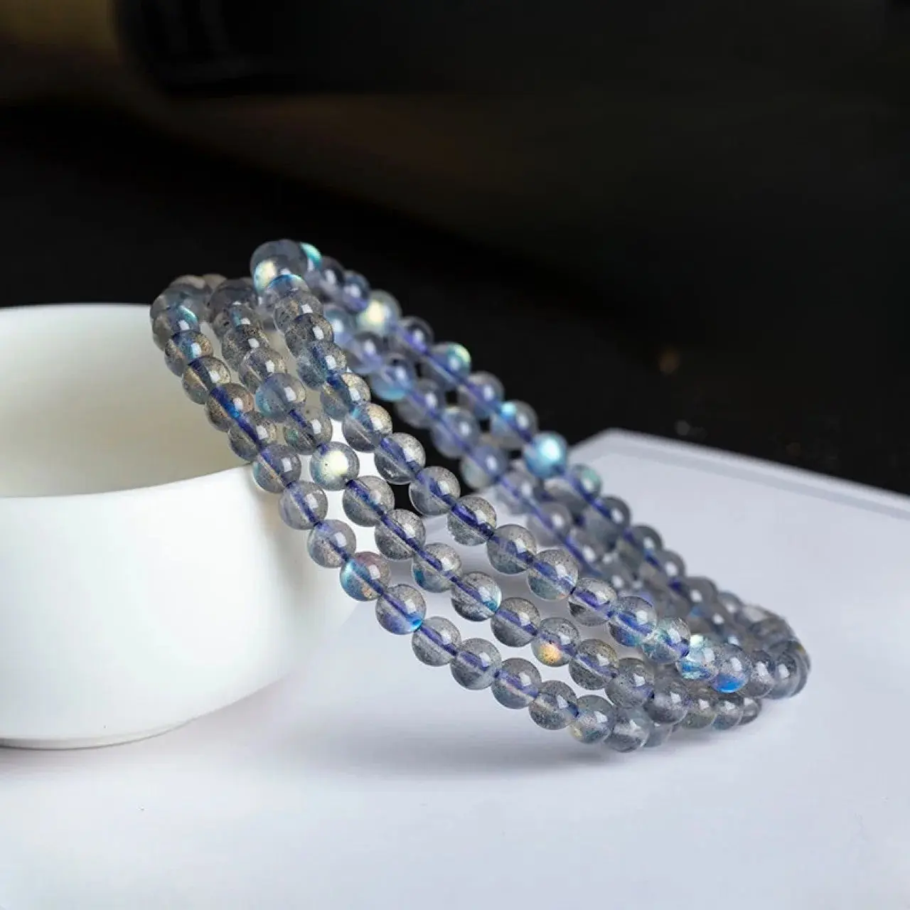 Collana mala in pietra di labradorite - immagine 2