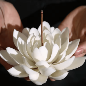 Porte-encens fleur de lotus en céramique haut de gamme — Artisan d'Asie