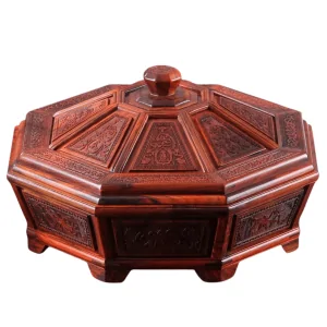 Boîte chinoise en octogonale en bois de rose