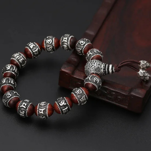 Premium Sandalwood & Pure 990 Silver Mala Bracelet