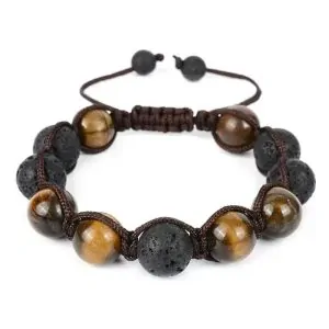 Bracelet Mala en pierre d'oeil de tigre et pierre de lave (diffuseur d'huile essentielle)