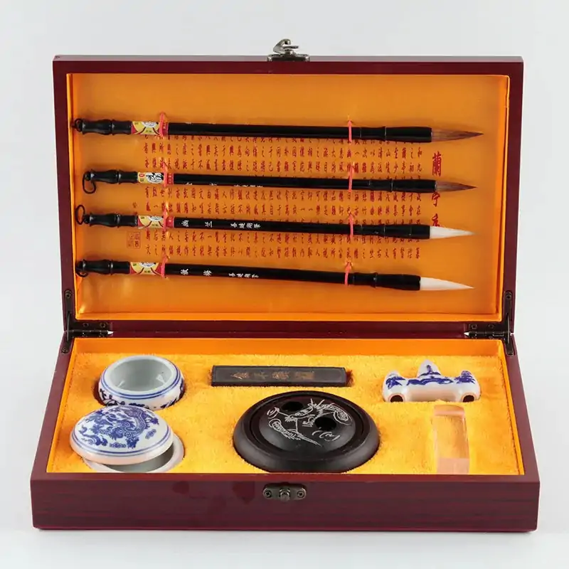 Kit de calligraphie chinoise premium avec coffret bois cadeau