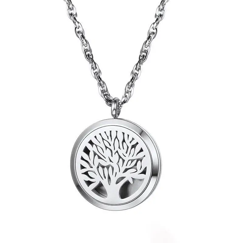 Pendentif Arbre de Vie en acier inoxydable - Diffuseur d’huiles essentielles