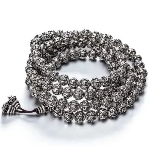 Collier Mala 108 Perles Plaqué Argent 999