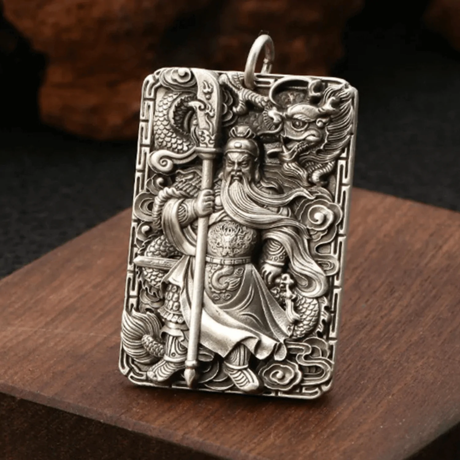 Pendentif Guanyu en Argent Sterling S925 | Le Dieu de la Guerre Protecteur