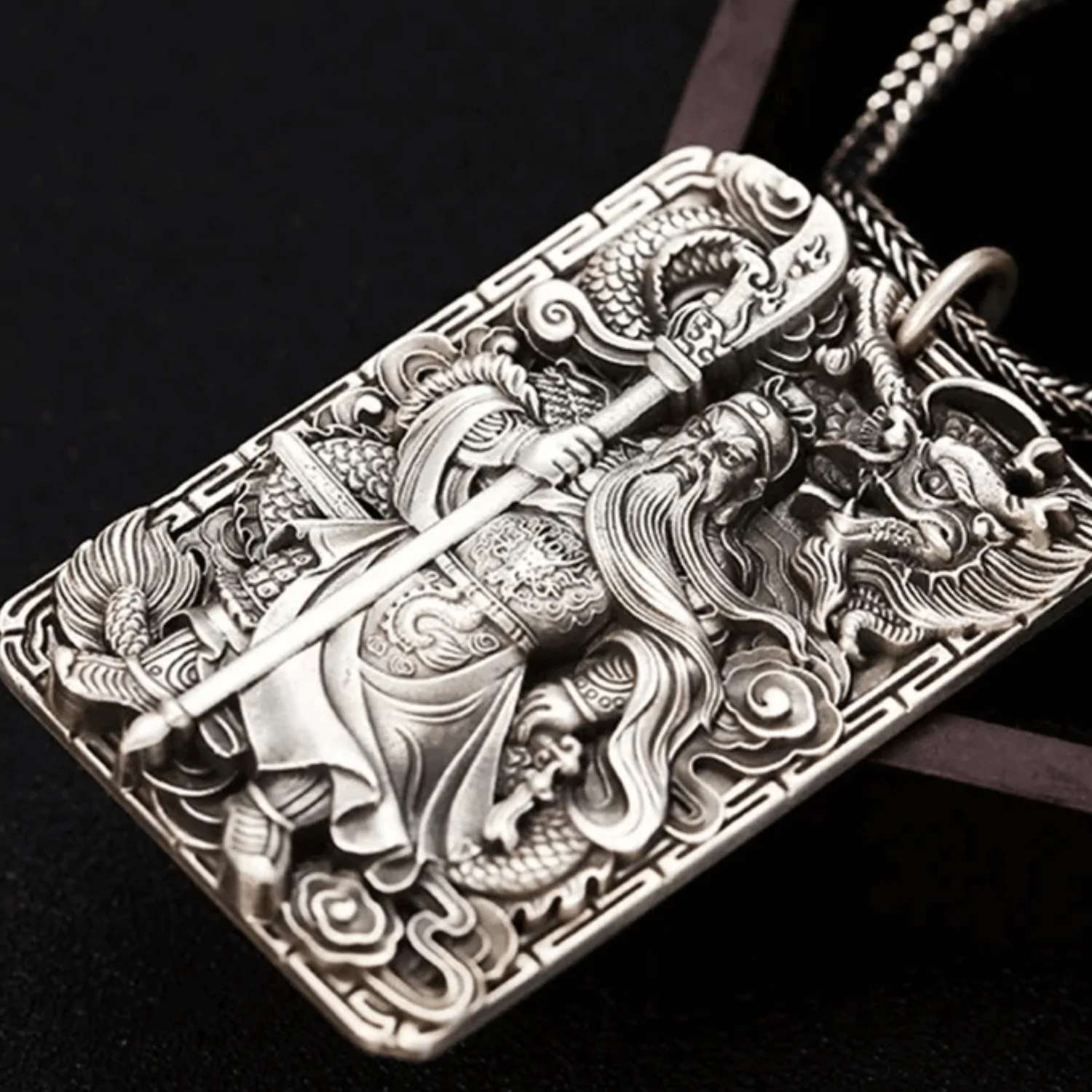 Pendentif Guanyu en Argent Sterling S925 | Le Dieu de la Guerre Protecteur
