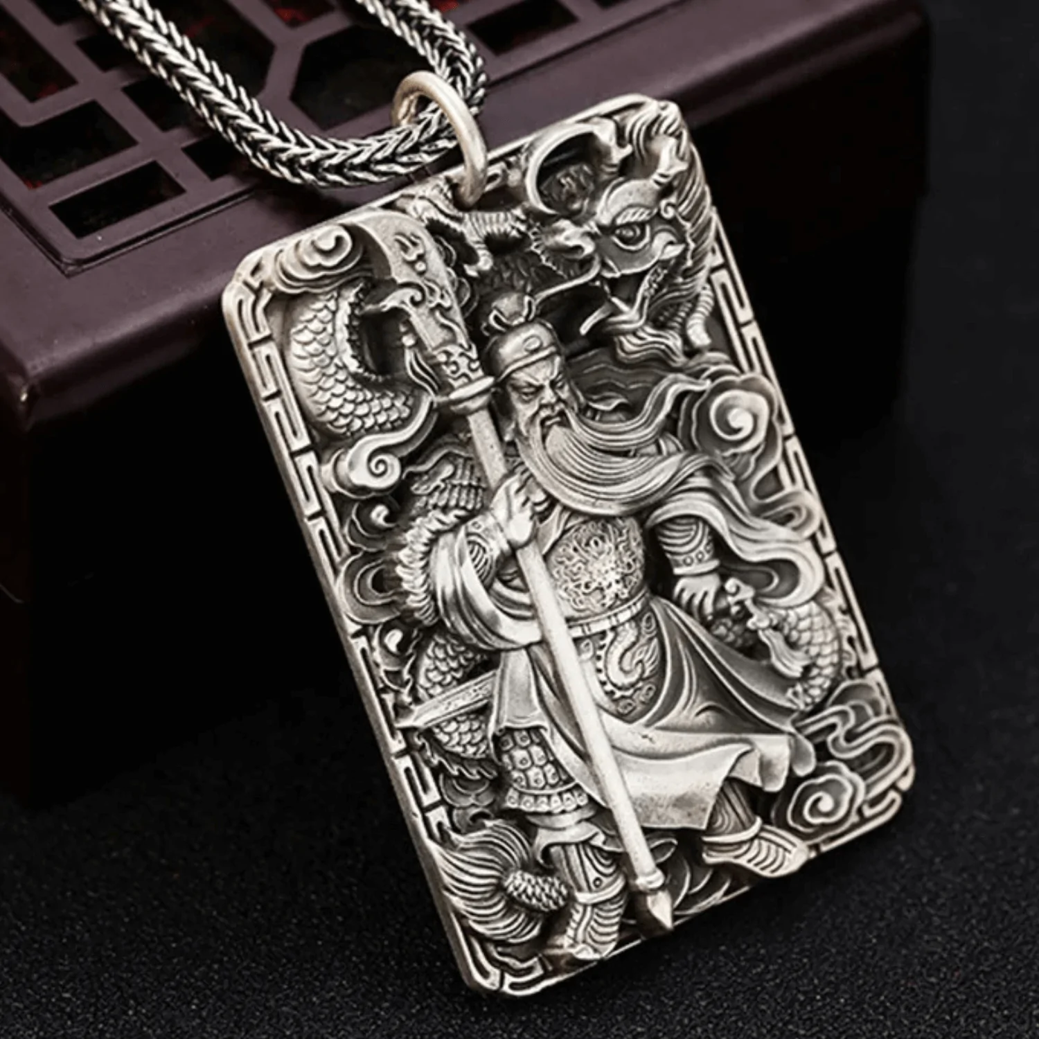 Pendentif Guanyu en Argent Sterling S925 | Le Dieu de la Guerre Protecteur