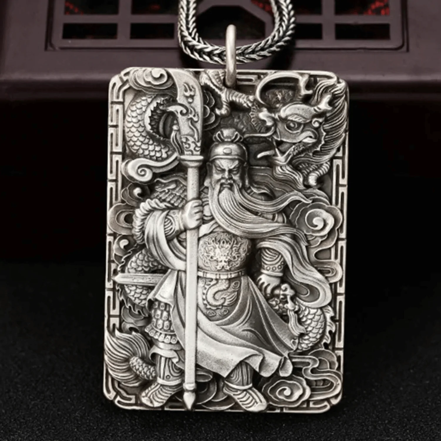 Pendentif Guanyu en Argent Sterling S925 | Le Dieu de la Guerre Protecteur